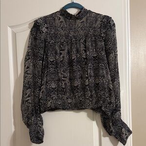 Snake Ruffle Long Sleeve Women's Top